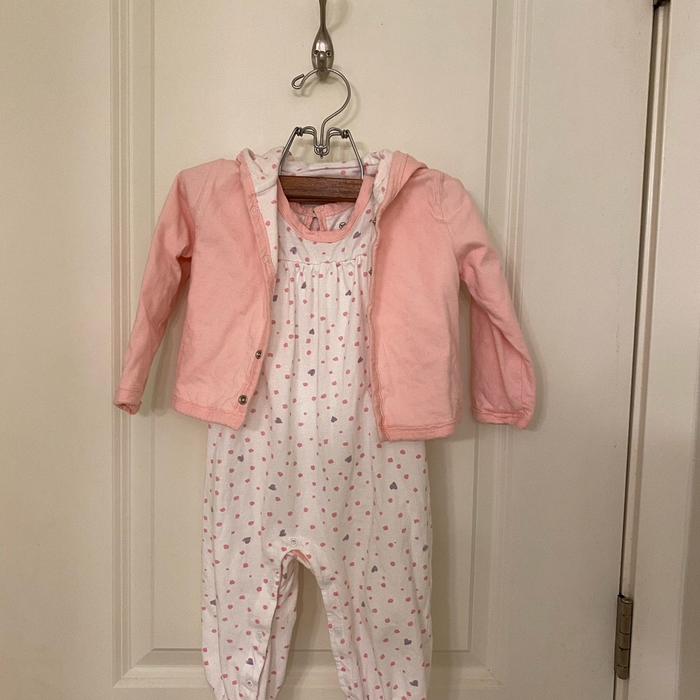 BUNDLE - 12 Months The Honest Co Pink Love Dot Set & BONUS Floral Pants